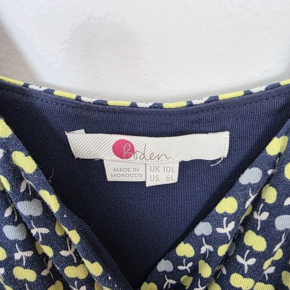 Boden Blue Green Apple Print Stretchy  Casual Flowy Willa Midi Dress Size 6 Long - Picture 6 of 9